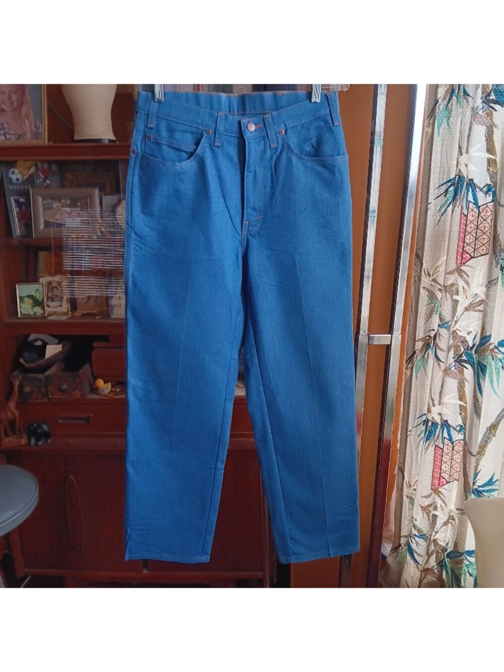 Straight-Leg Jeans 31x30 Men's Vintage 80's Disco Pocket Orange Stitching Boho